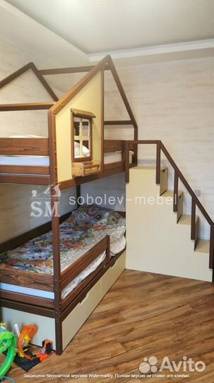Двухъярусная кровать с лесенкой на заказ Произ Уфа