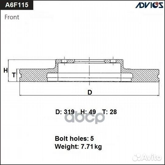 Диск тормозной пер. advics 43512-48081