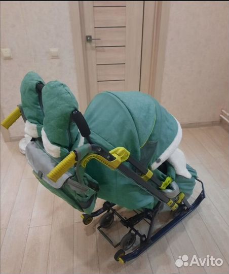 Санки коляска ника 7-3 с перекидной ручкой