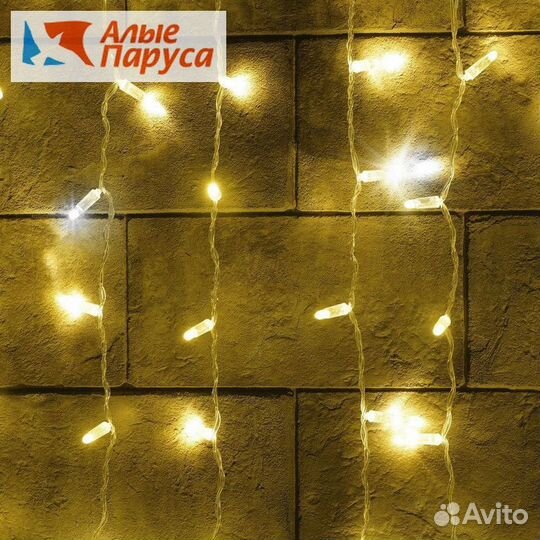 Гирлянда Занавес 2x1м/ теплый белый с мерцанием