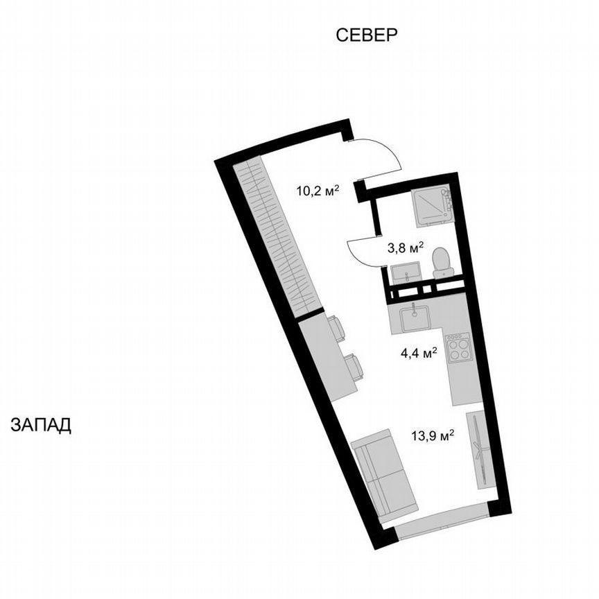 Квартира-студия, 32,3 м², 6/17 эт.