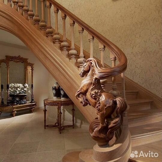 Лестница из массива дерева на заказ