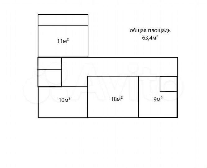 3-к. квартира, 63,4 м², 4/5 эт.
