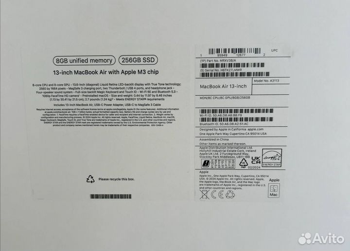 Macbook Air 13 M3 8/256
