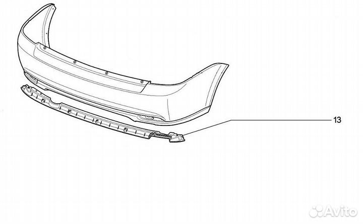 Накладка заднего бампера Приора 2 Хэтчбек 21724