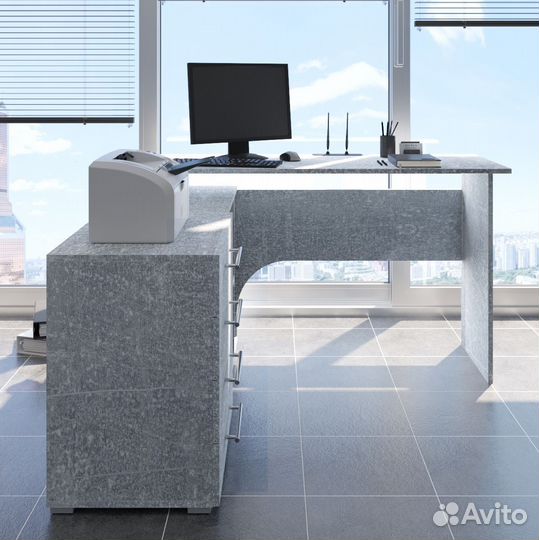 Стол компьютерный Алькор в цвете Бетон