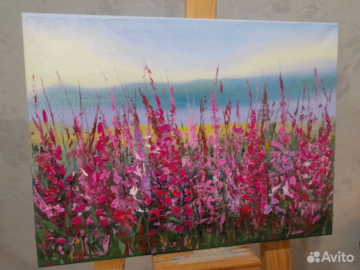 Иван-чай Картина маслом новая