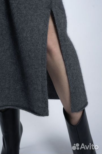 Платье свитер кашемир и меринос цвет графит