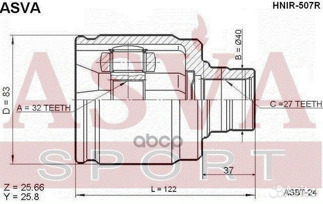 ШРУС внутренний левый honda CR-V 27x32x42 hnir507R