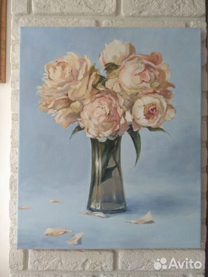 Картина маслом,Пионы, 38*46см
