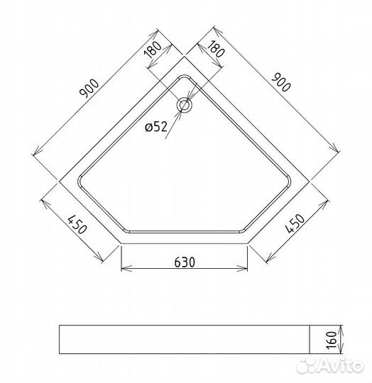 Поддон акриловый Gemy 90x90 см ST10T