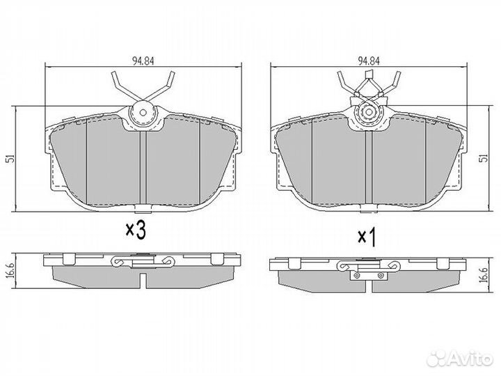 Колодки тормозные зад VW transporter IV 90-03
