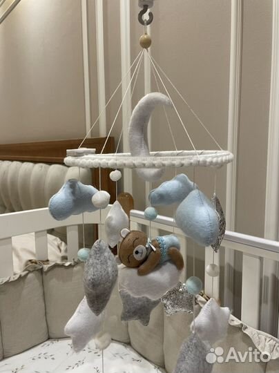 Детский мобиль из фетра с подсветкой + кронштейн