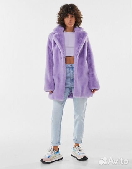 Шуба bershka Фиолетовая Эко-Мех