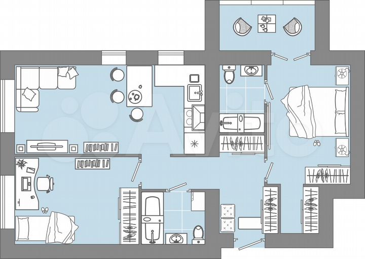 2-к. квартира, 68 м², 7/9 эт.
