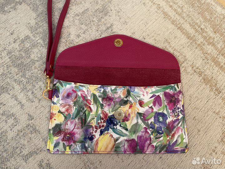 Сумка клатч цветочный розовый