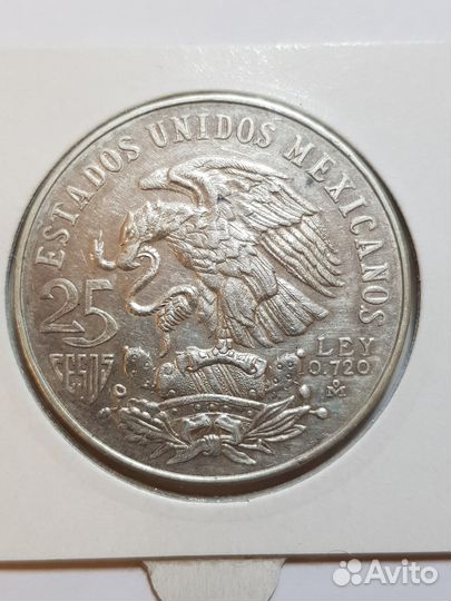 Мексика 25 песо 1968 г. Олимпиада в Мехико Серебро