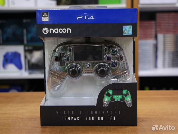 Геймпад Nacon Compact PS4/PC с зеленой подсветкой