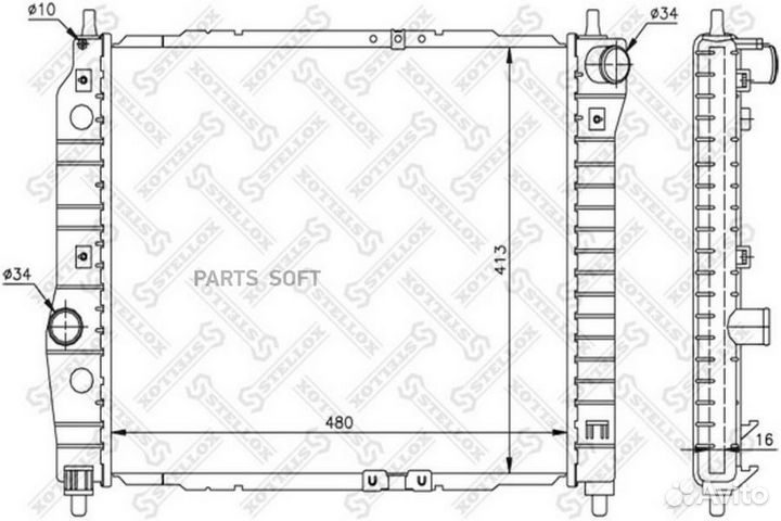 Радиатор Chevrolet Aveo, Daewoo Kalos 1.2 1.4 02