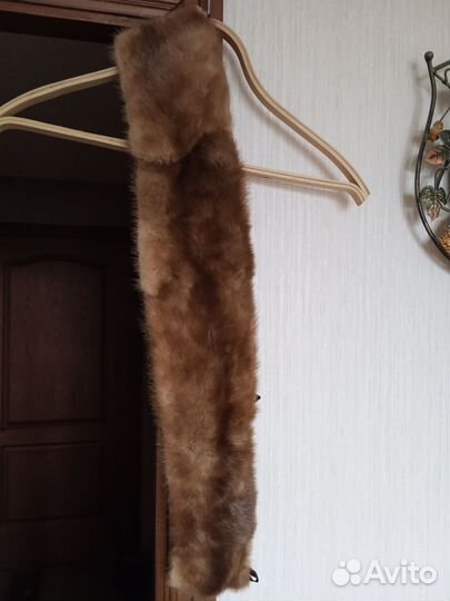 Меховой воротник песец, съёмный воротник норка