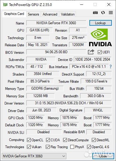 RTX 3060 (новая)
