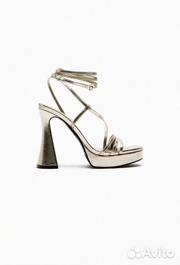 Сандалии металик на каблуке Zara (41 - в Москве)