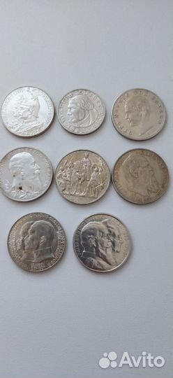 Германия 2, 3 марки, 5 марок. Серебро