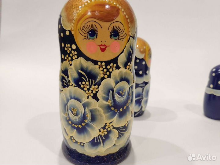Матрешка 15 см 5 шт гжель