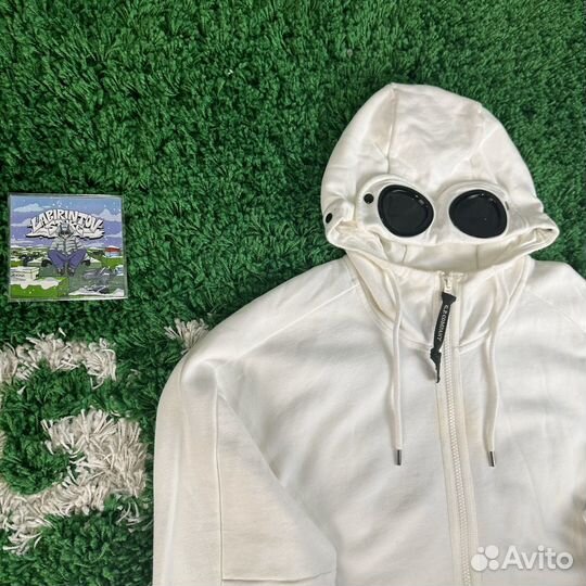 Зип-Худи Cp Company Google Zip Hoodie White