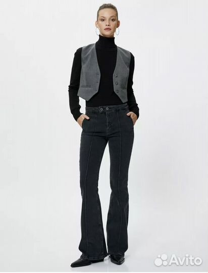 Джинсы черные клеш от колена S (26 р.)