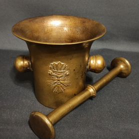 Ступка с пестиком бронза, старинная, 3,1 кг