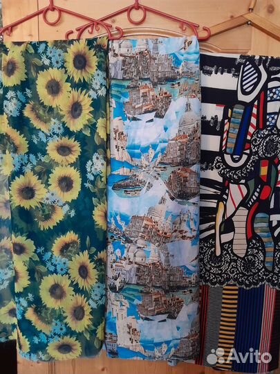 3 отреза шифон трикотаж на платья