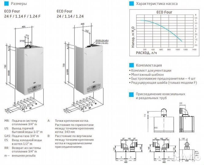 Котел газовый настенный Baxi ECO Four 24 (Новый)