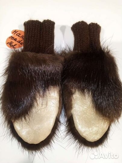 Варежки из нутрии детские.Новые