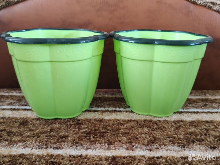Кашпо цветочный горшок зелёный, 1,5л