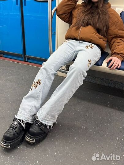 Chrome hearts джинсы y2k