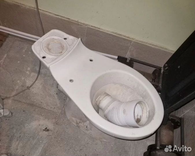 Строительный унитаз с новой гофрой