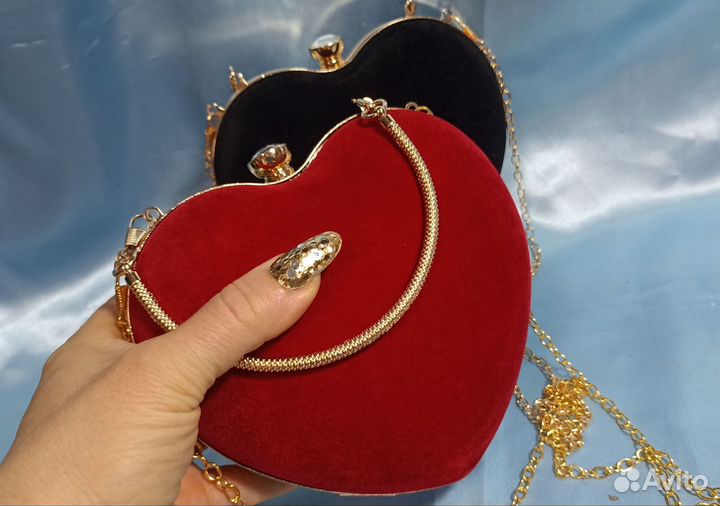 Шикарный клатч бархатное сердце роскошная сумочка