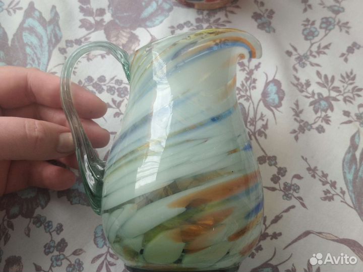 Кувшин цветное стекло СССР