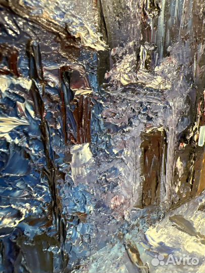 Картина маслом на холсте пейзаж городской зима