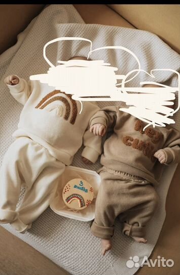 Костюм детский для двойняшек 3-6 месяцев
