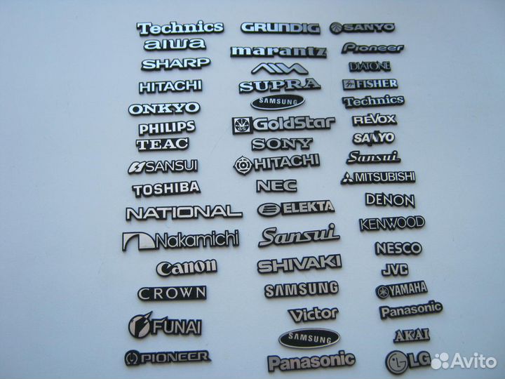 Шильдики на аппаратуру известных мировых брендов
