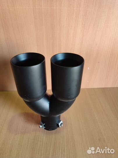 Насадка на глушитель (нержавейка) черная, двойная