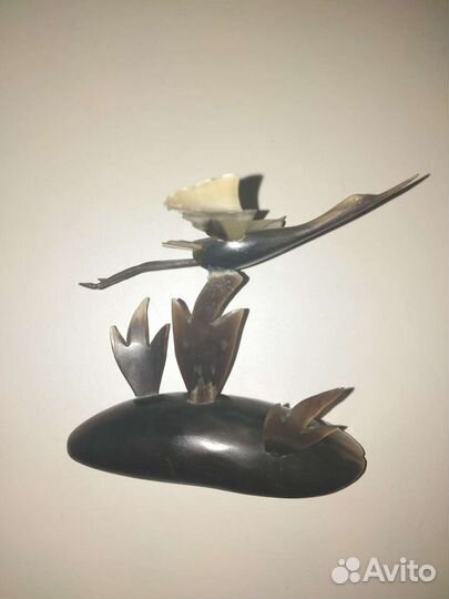 Статуэтка журавль из рога СССР