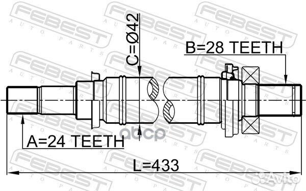 Полуось правая 24X433X28 0512M316MT Febest