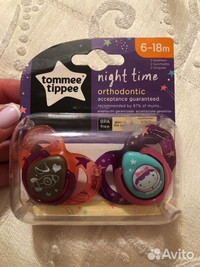 Соски пустышки tommee tippee 6-18 в футляре