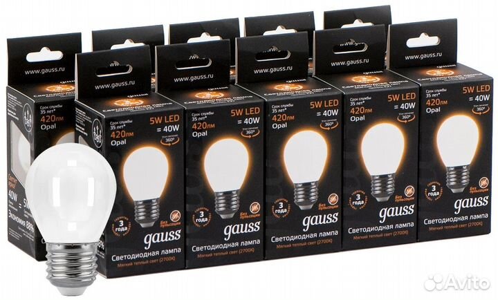 Упаковка светодиодных ламп 10 шт. gauss, E27, 5Вт