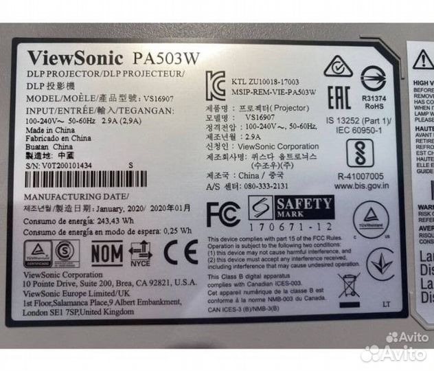 Проектор viewsonic PA503W