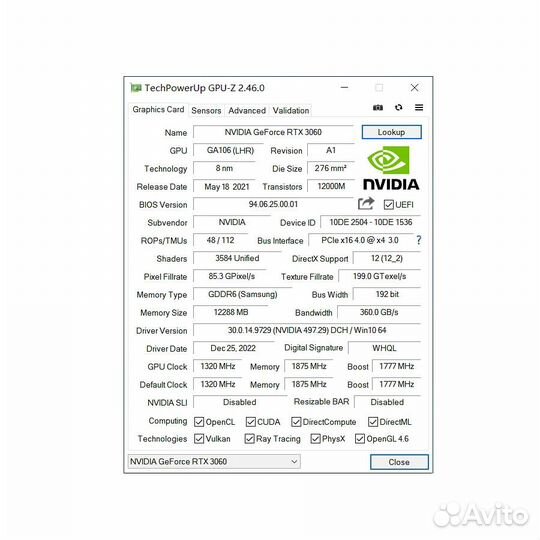 Новая видеокарта mllse RTX 3060, 12 Гб