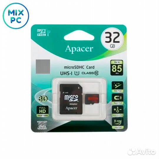 Флеш карта microSD 32GB Apacer (SD адаптер)